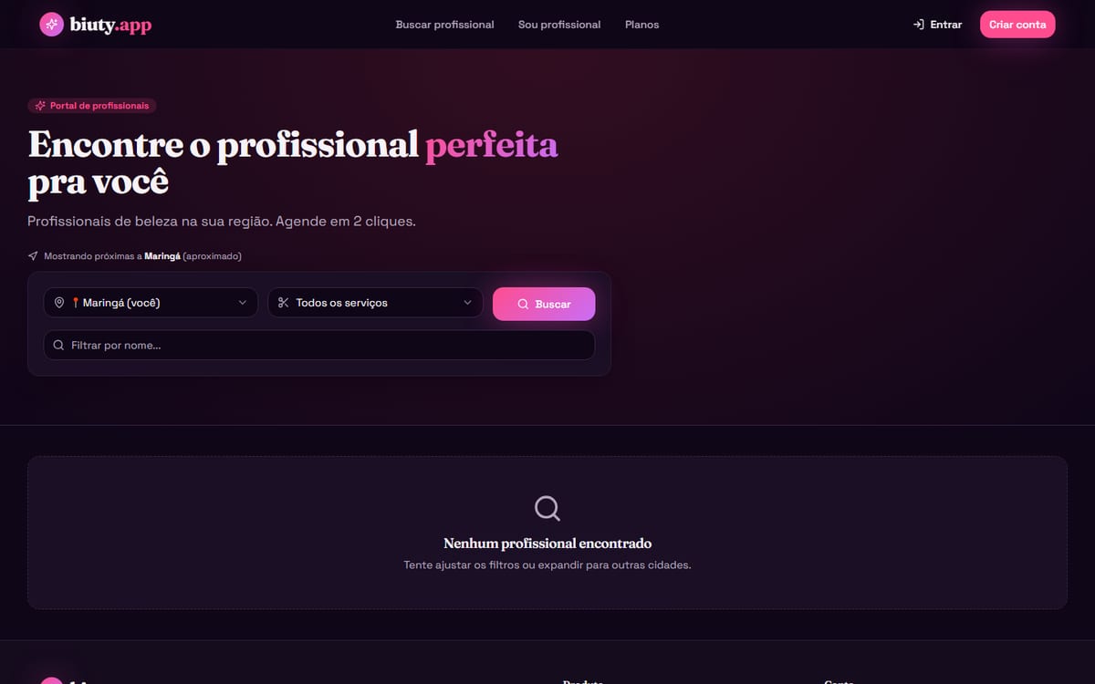 Site Biuty, feito pela DevMarques