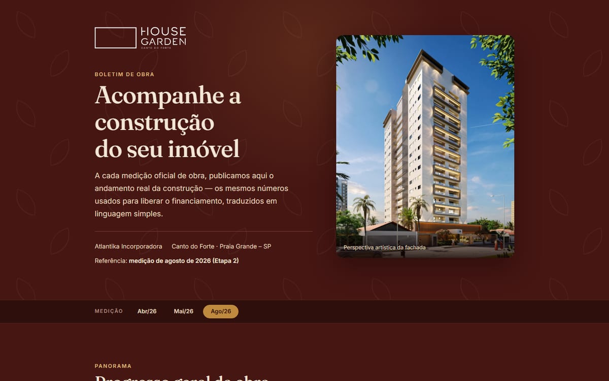 Site Diário de Obra Atlantika, feito pela DevMarques