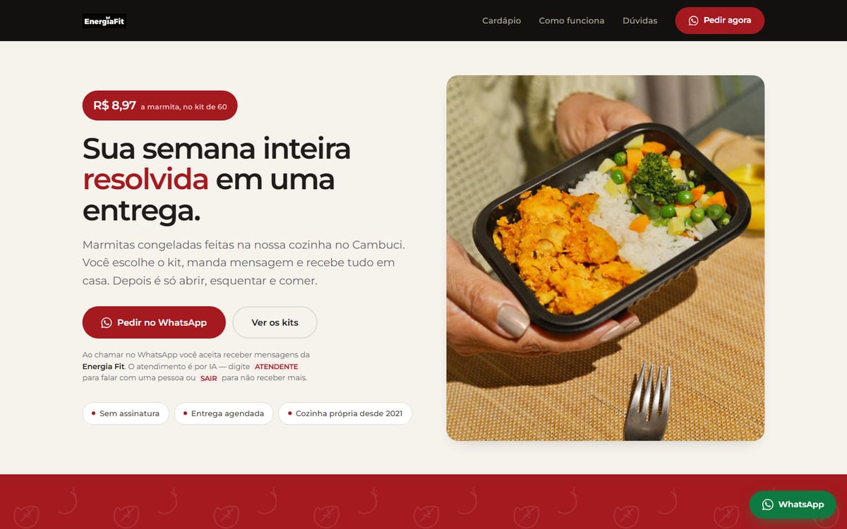 Site Energia Fit, feito pela DevMarques